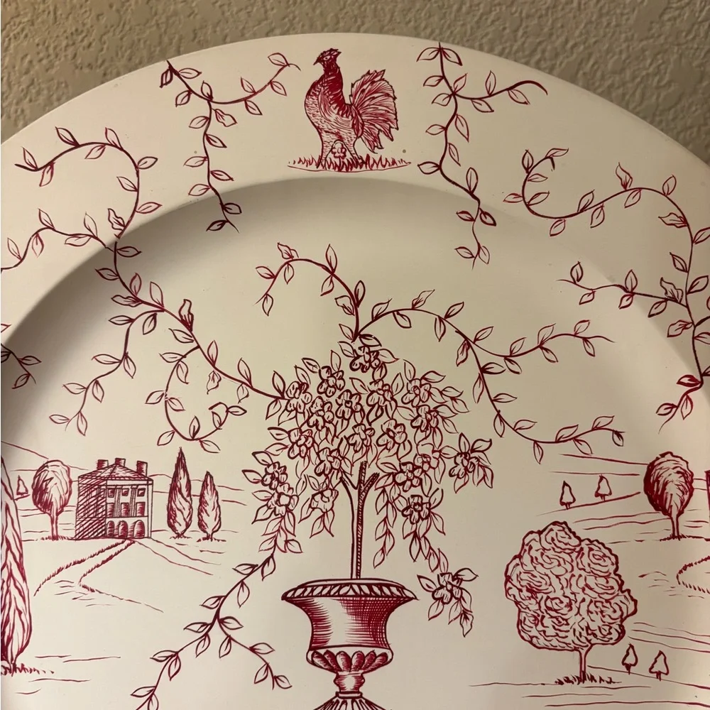 Wedgwood Toile Elegant Red and White Decorative Plate “Joie de vivre” Collection